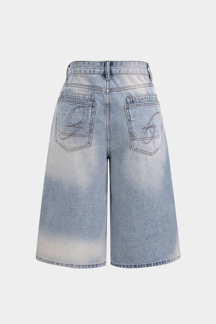 Metallinhohtoiset denim-koristeiset leveälahkeiset shortsit