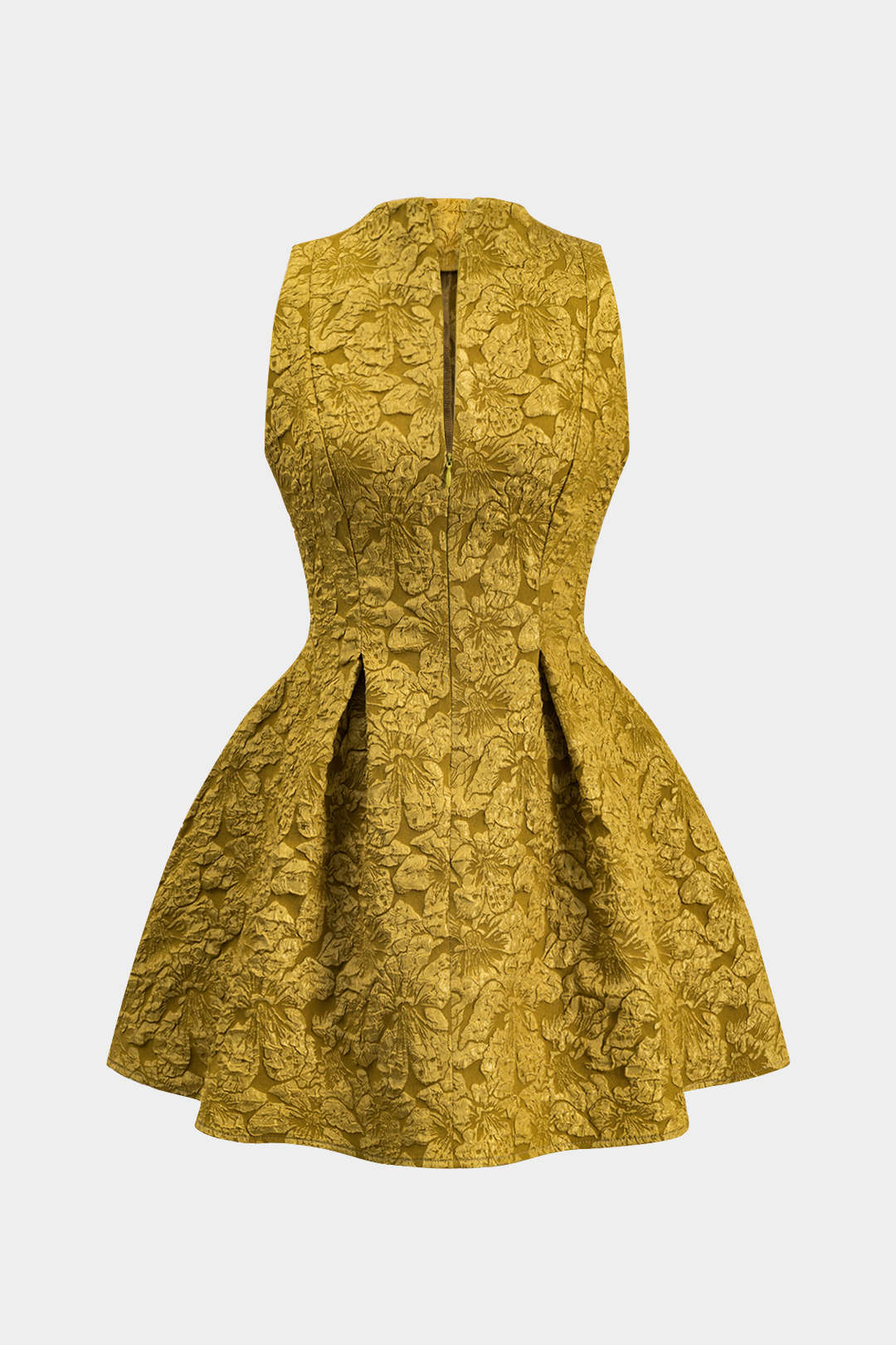 Jacquard Sleeveless Ruched Mini Dress