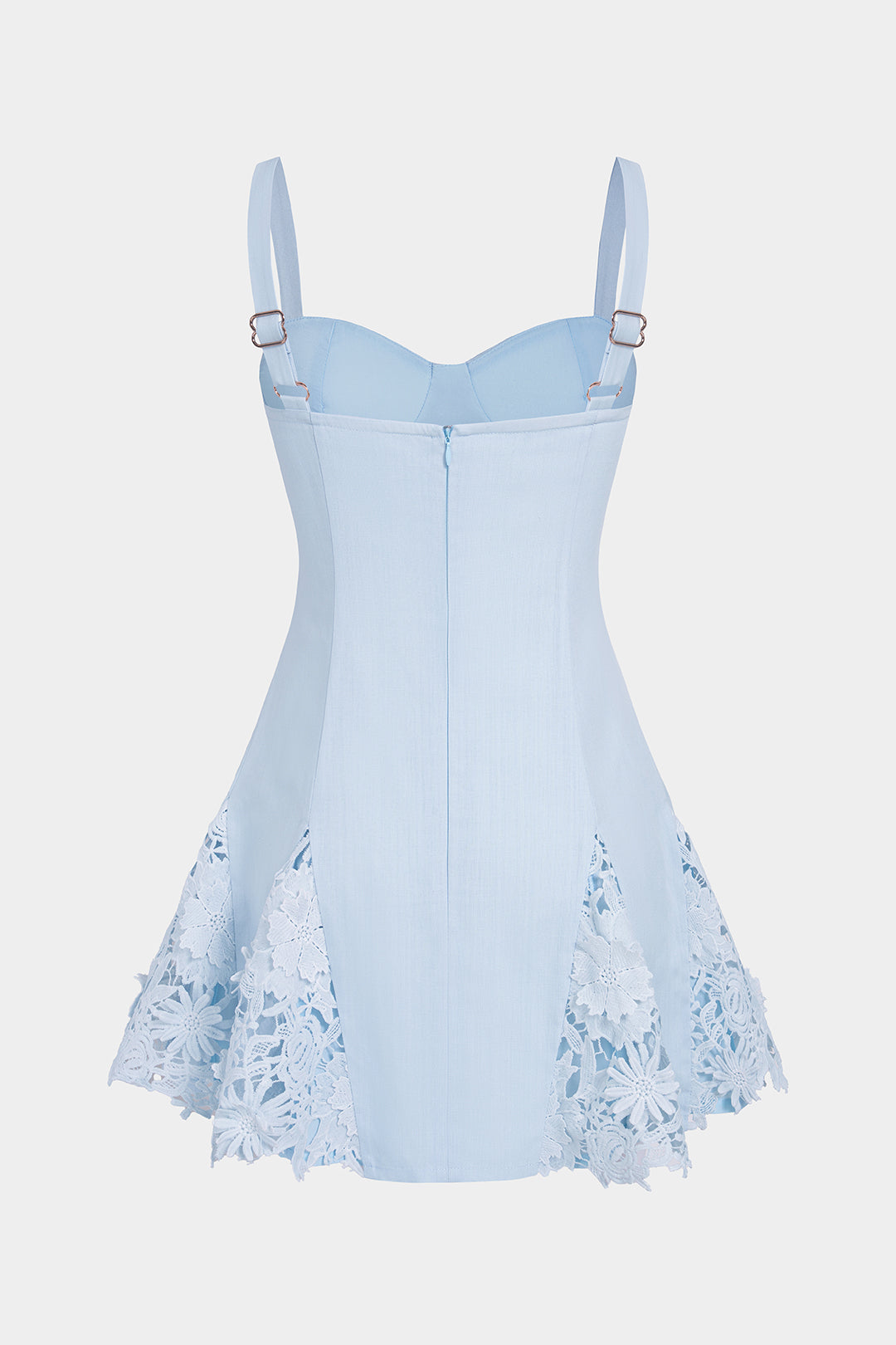 Lace Patchwork Ruched Sleeveless Slip Mini Dress