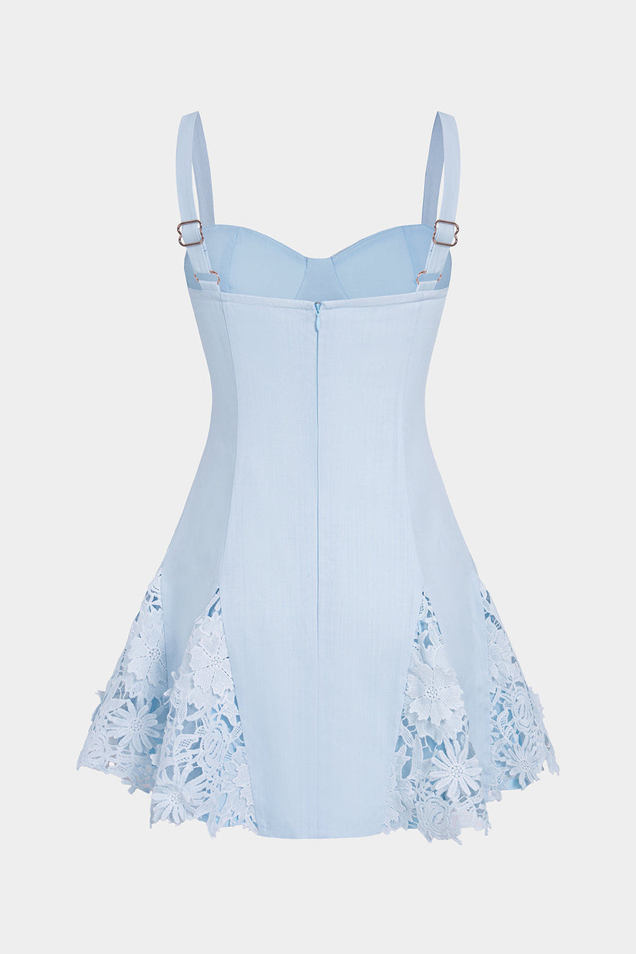 Lace Patchwork Ruched Sleeveless Slip Mini Dress