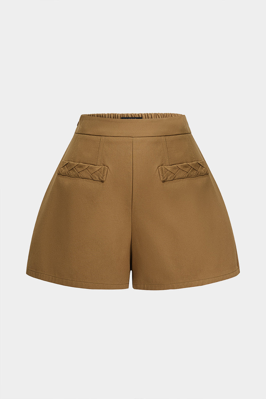 Fake Pocket Shirred Waistband Shorts