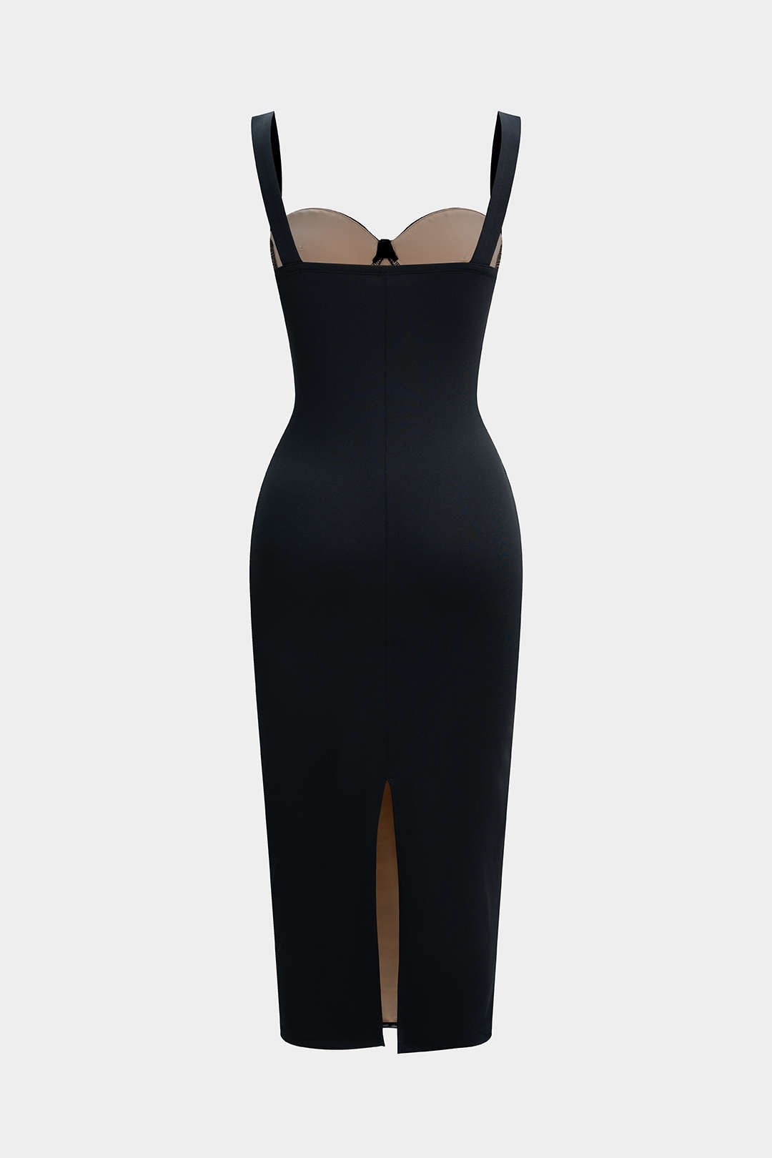 Sheer Mesh Ruched Bustier Slip Sleeveless Midi Dress
