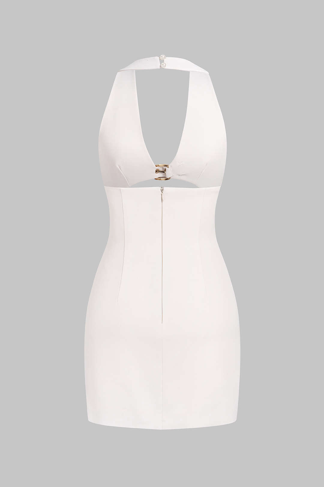 Metallic Halter V-Neck Cut Out Sleeveless Mini Dress