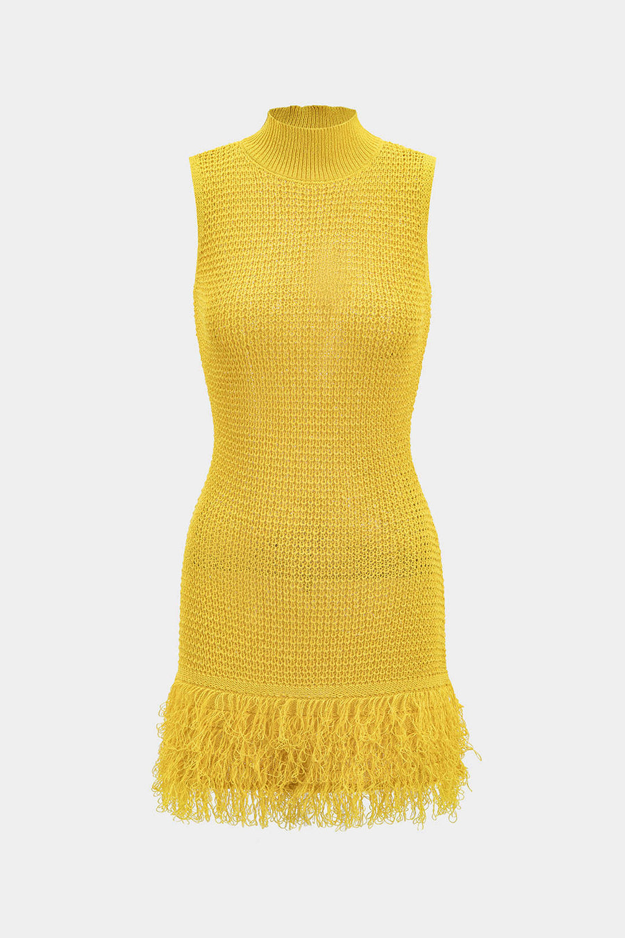 Knit Fringe Sleeveless Mini Dress
