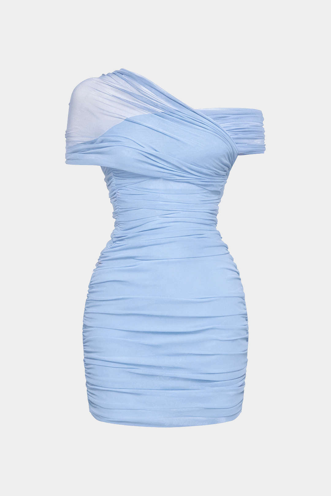 Mesh One Shoulder Asymmetrical Sleeveless Mini Dress
