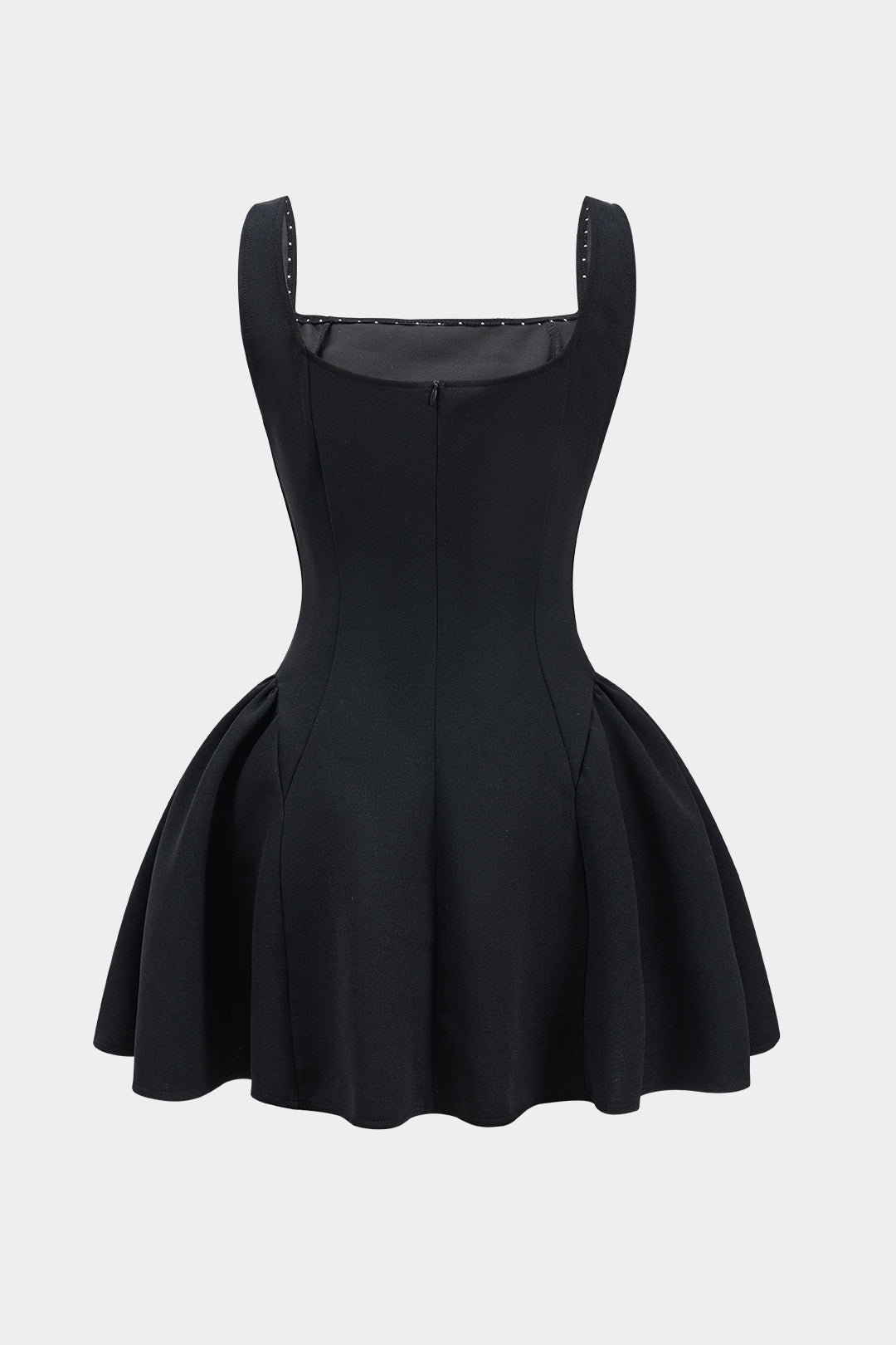 Pearl Ruched Zipper Mini Dress