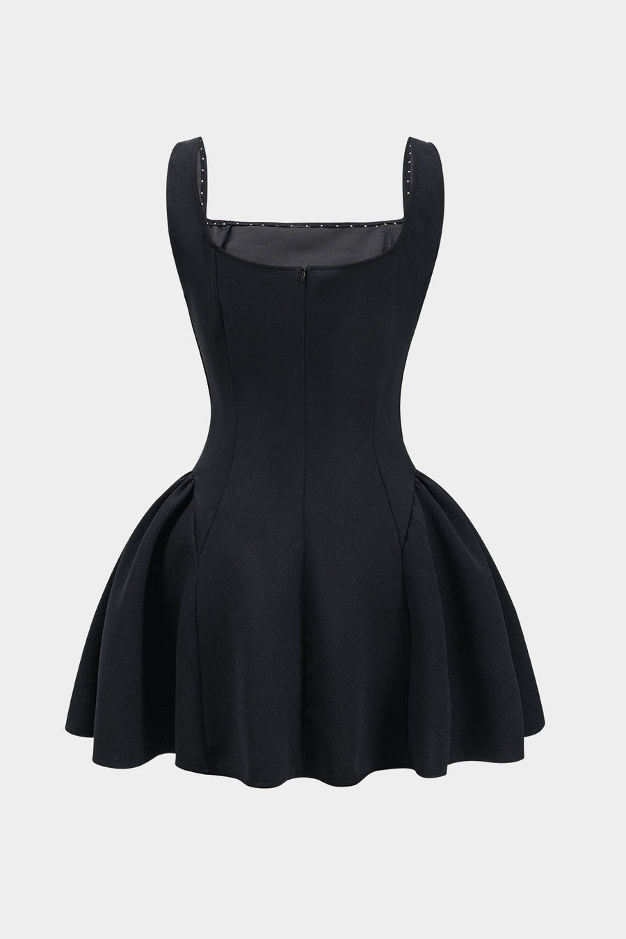 Pearl Ruched Zipper Mini Dress