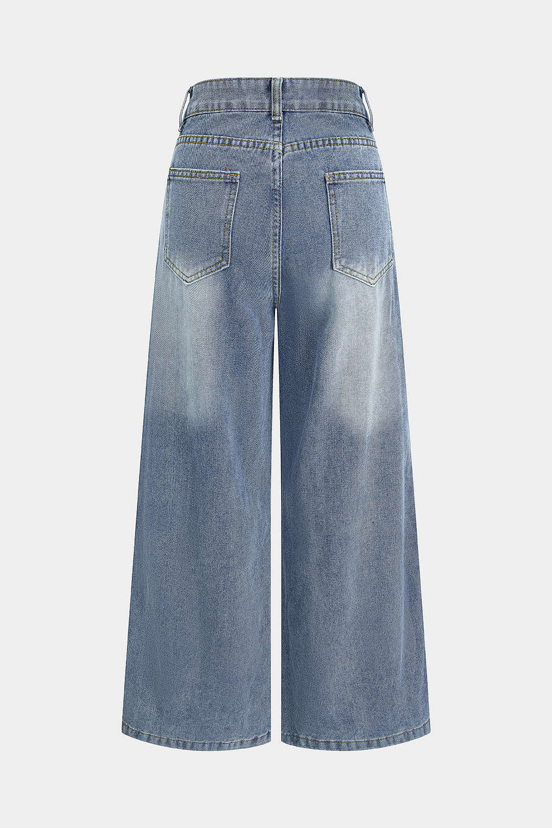 Denim-farkut, joissa on napit, vetoketju ja suorat lahkeet