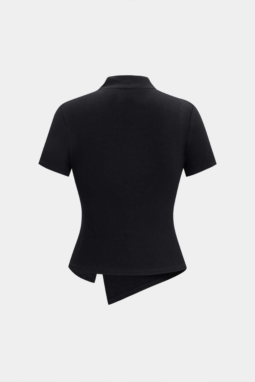 Metallic Buckle Cut Out Asymmetrical Short Sleeve T-Shirt