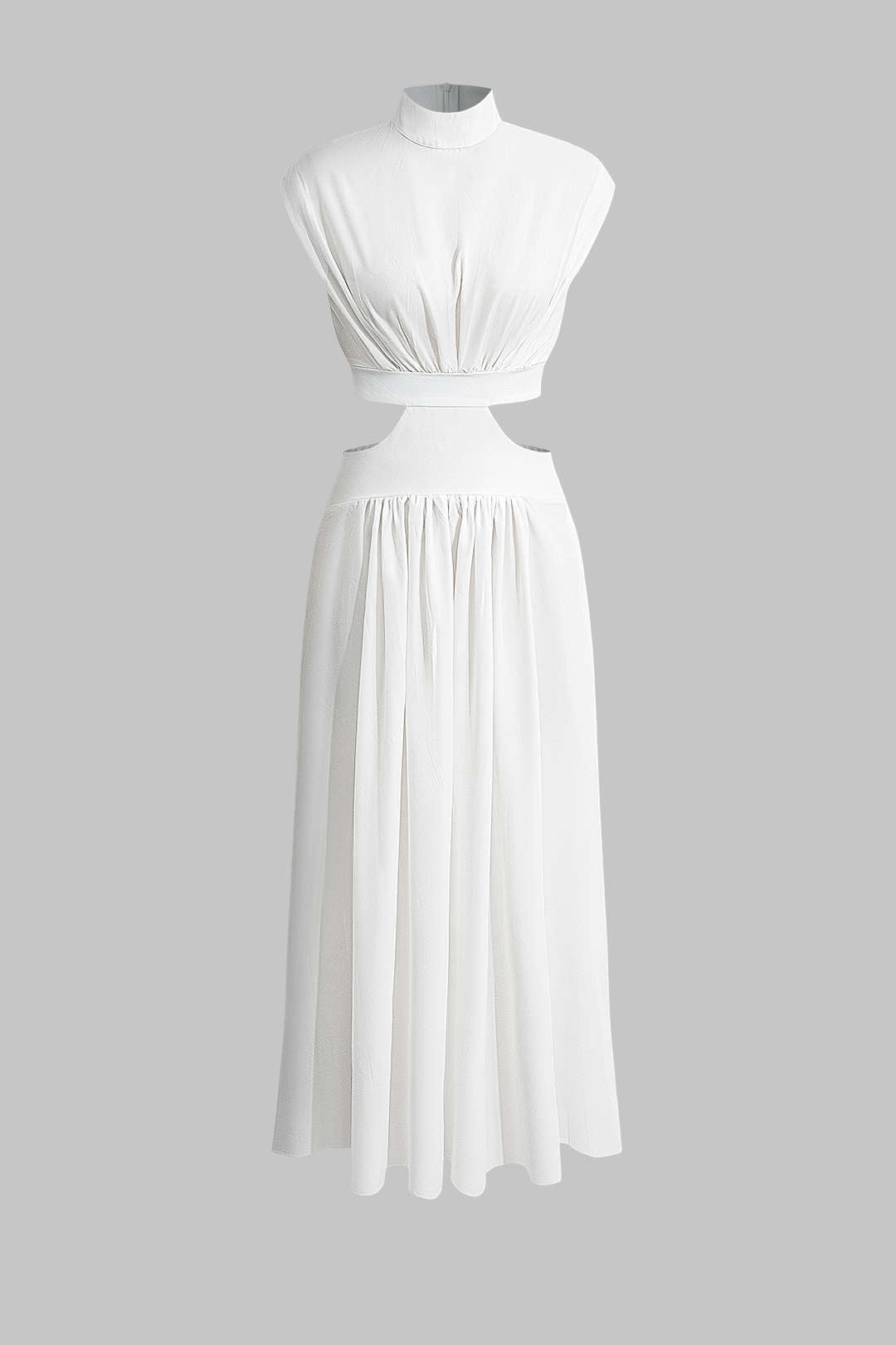 Mock Neck Cut Out Ruched Maxi Dress