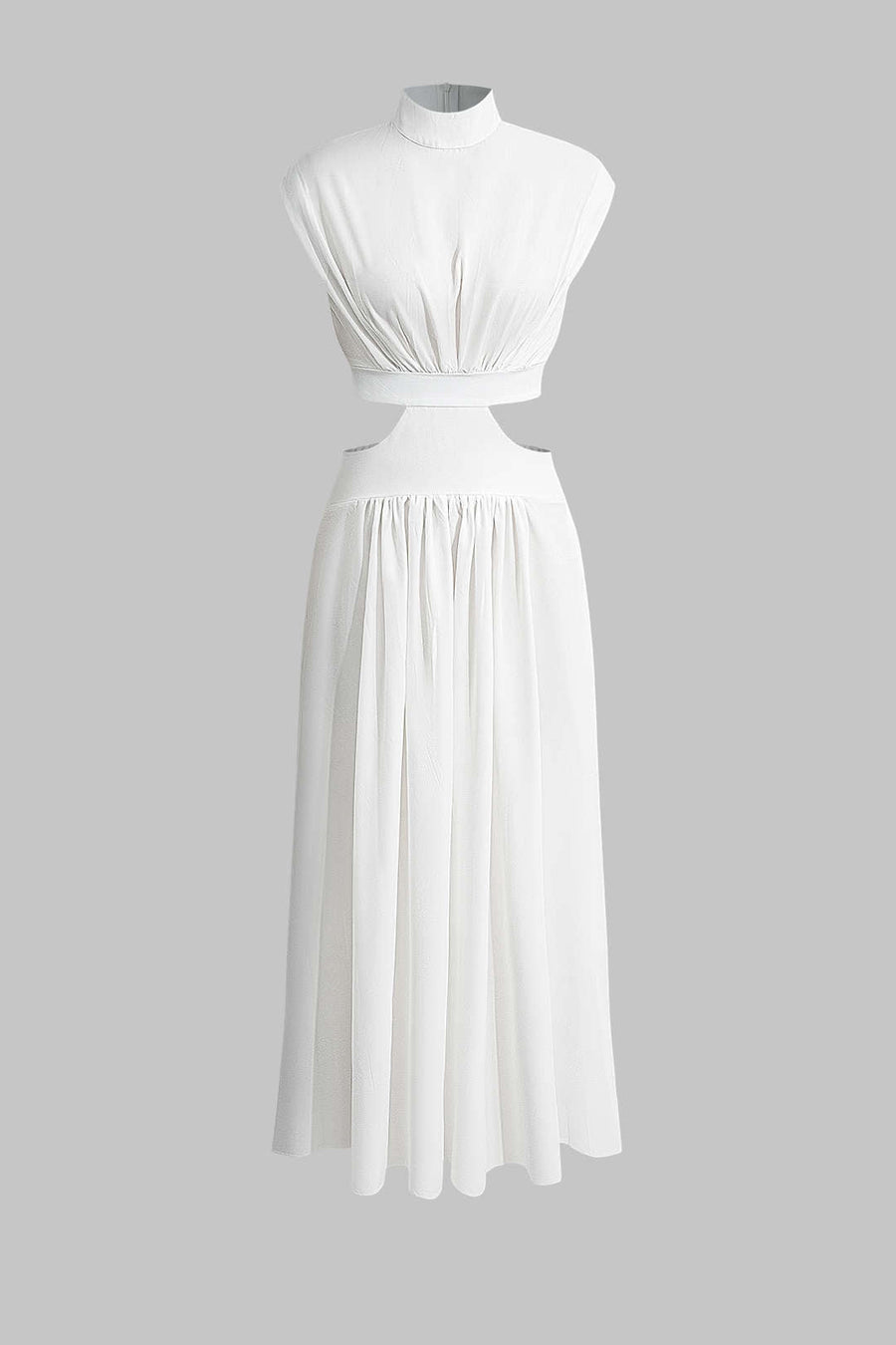 Mock Neck Cut Out Ruched Maxi Dress