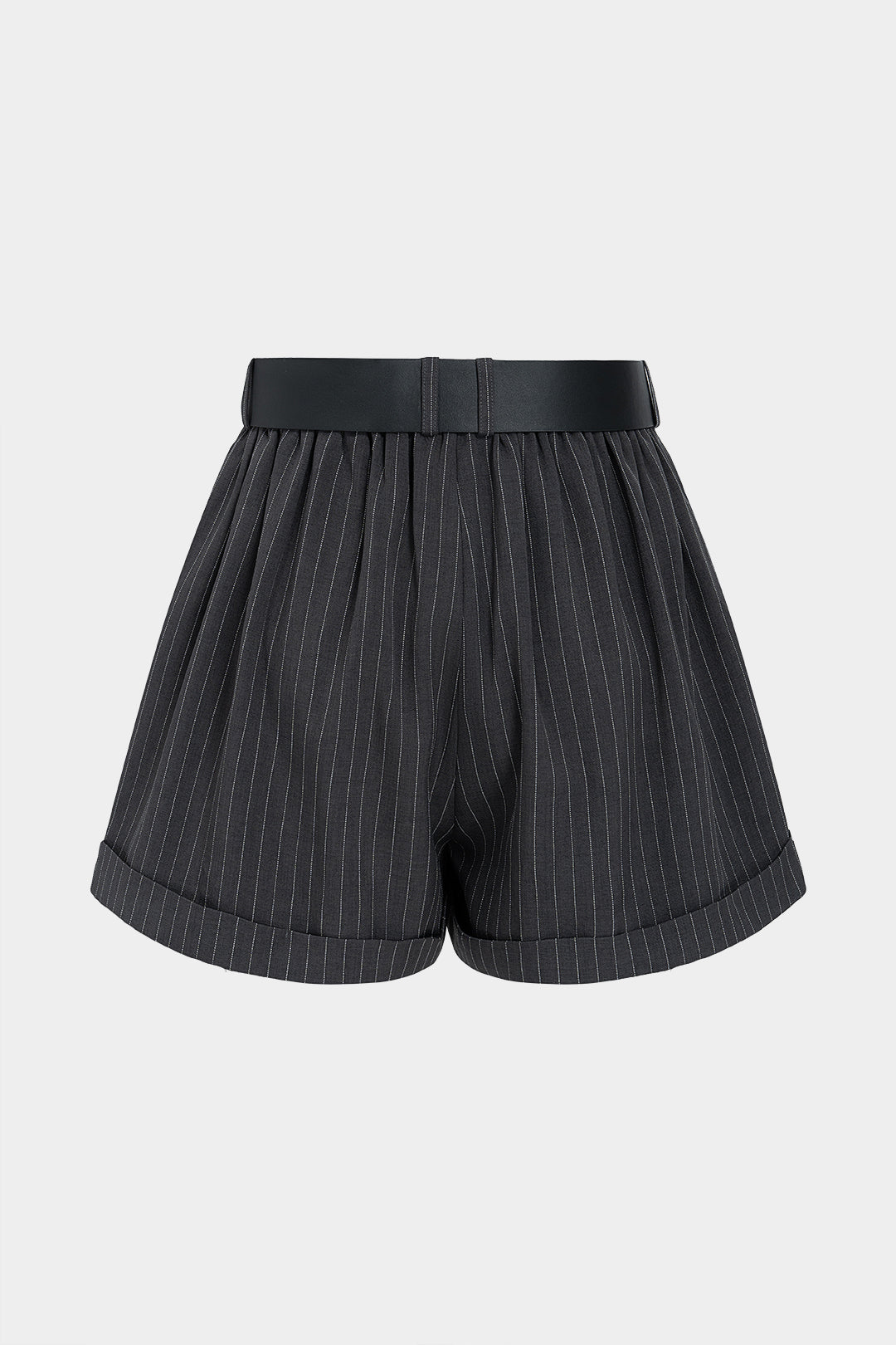 Stripes Print Belted Shorts