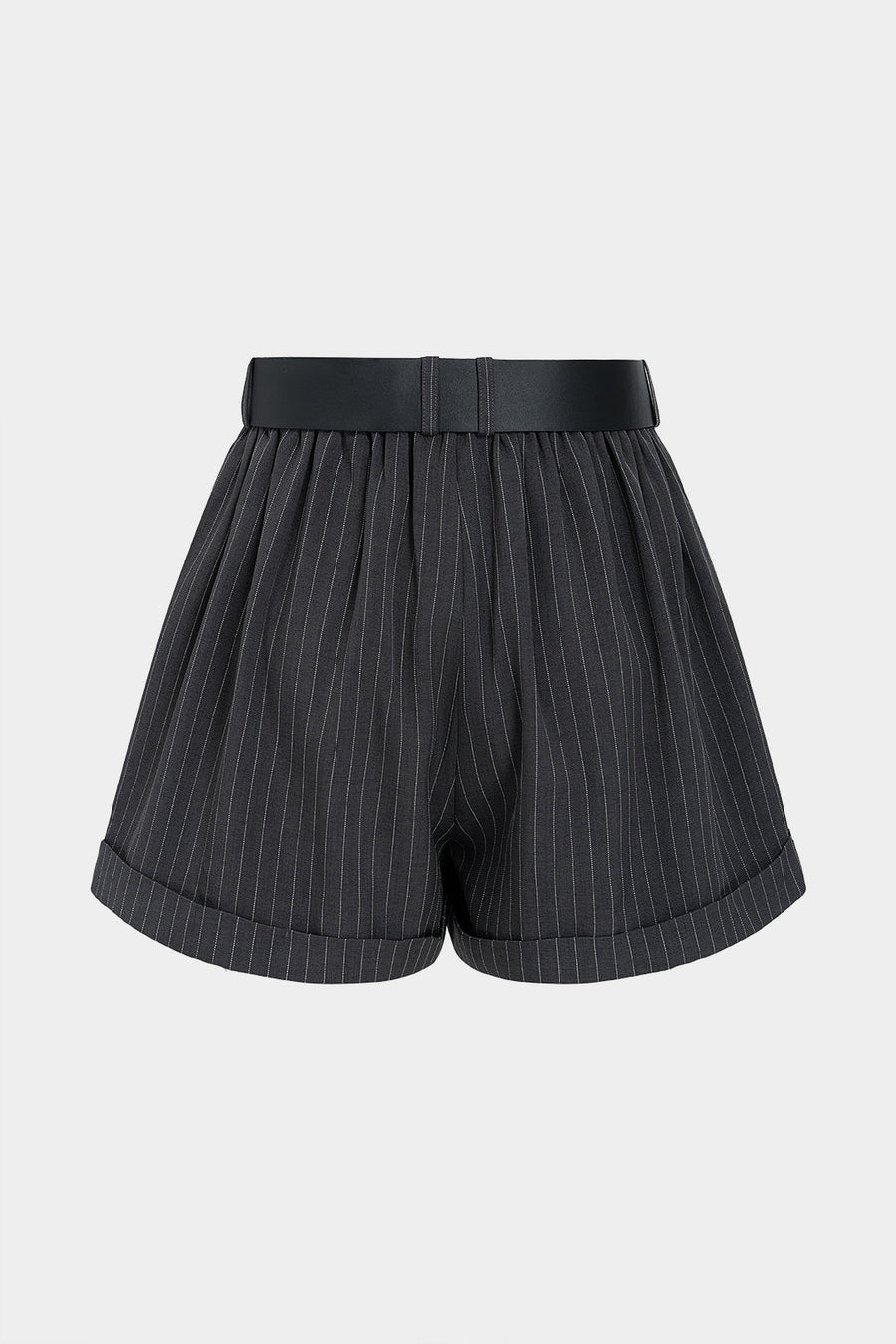 Stripes Print Belted Shorts