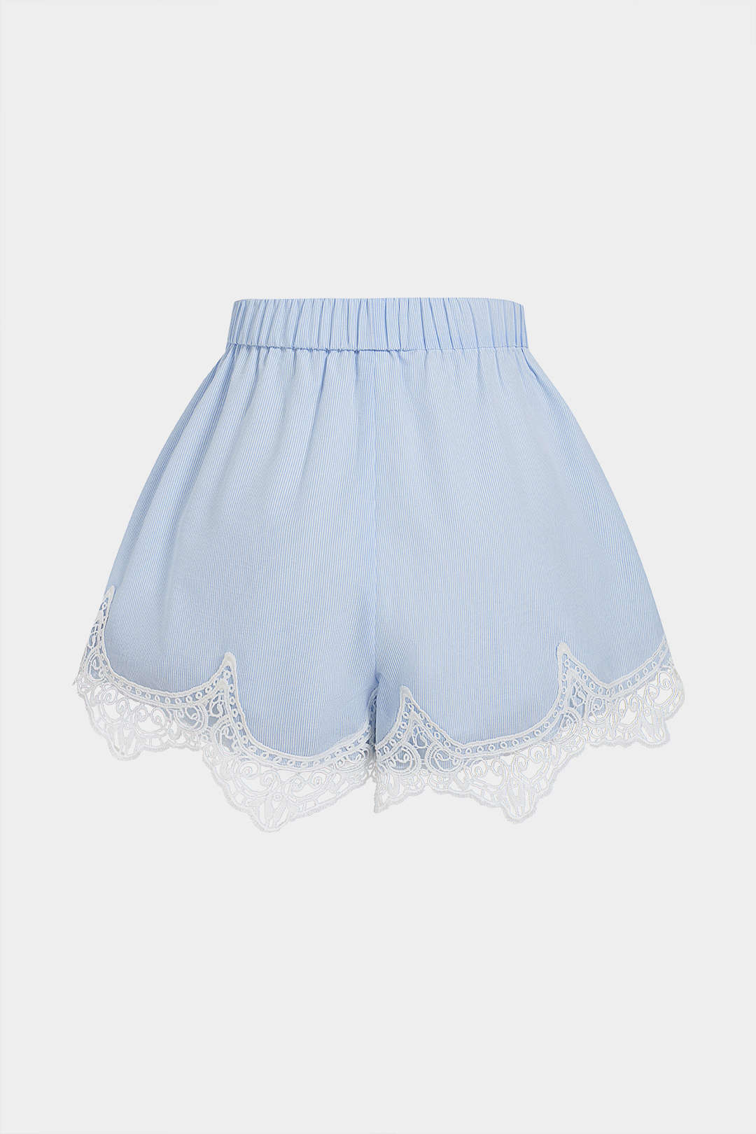 Stripes Print Patchwork Lace Shorts