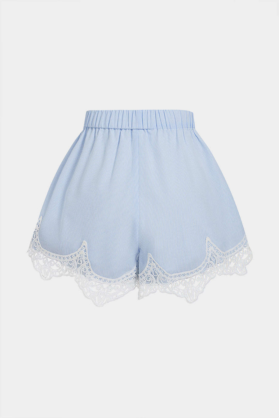 Stripes Print Patchwork Lace Shorts
