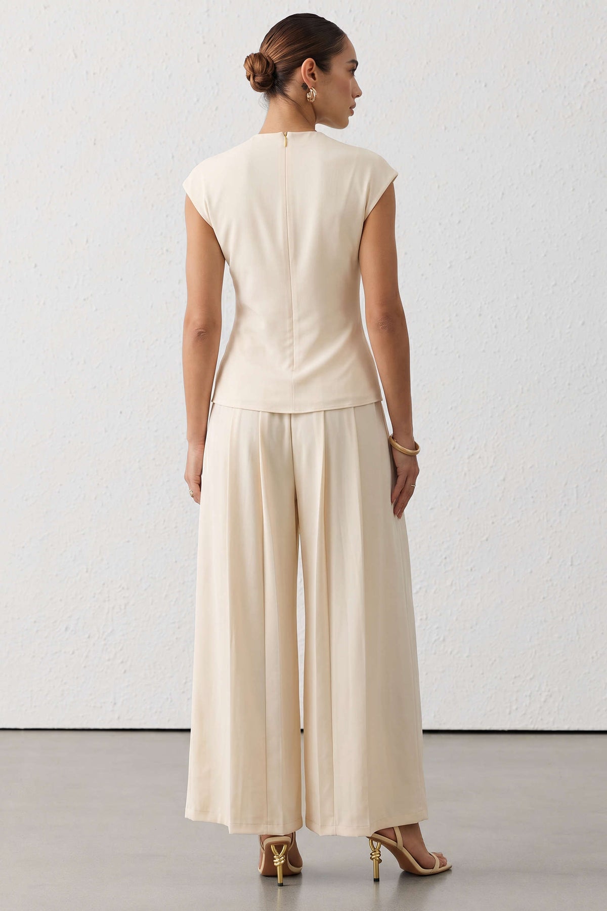 Metallic Ruched Asymmetrical T-Shirt