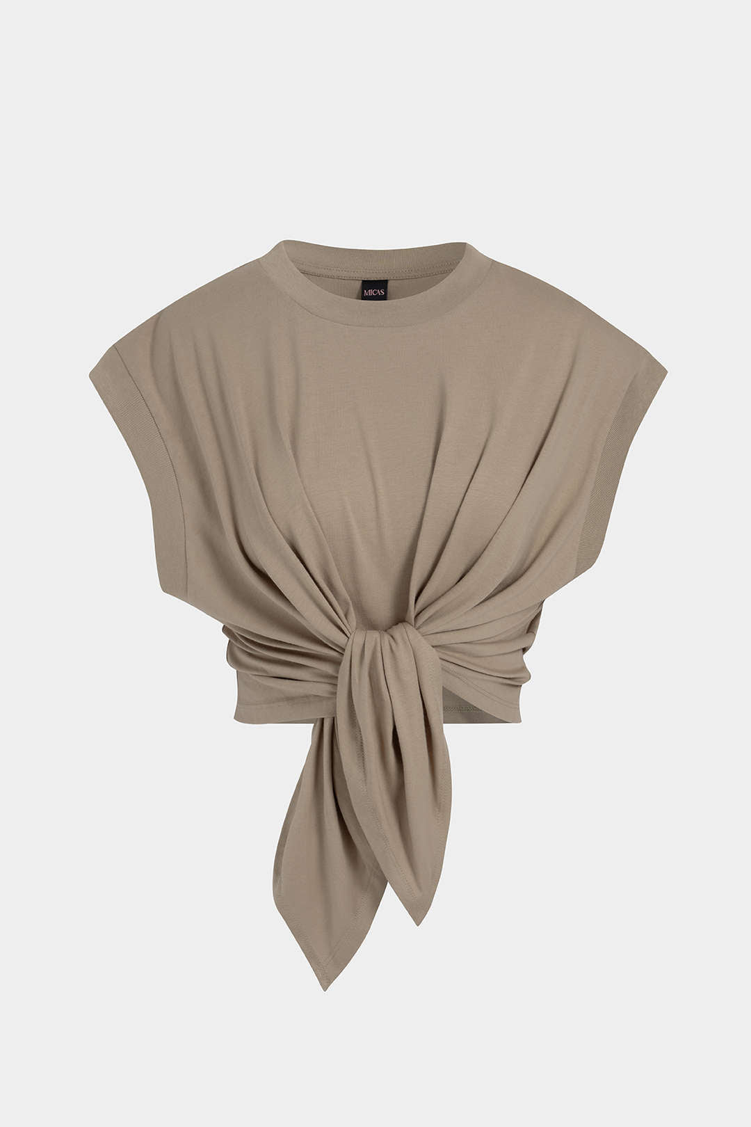 Solid Ruched Tie Front T-Shirt