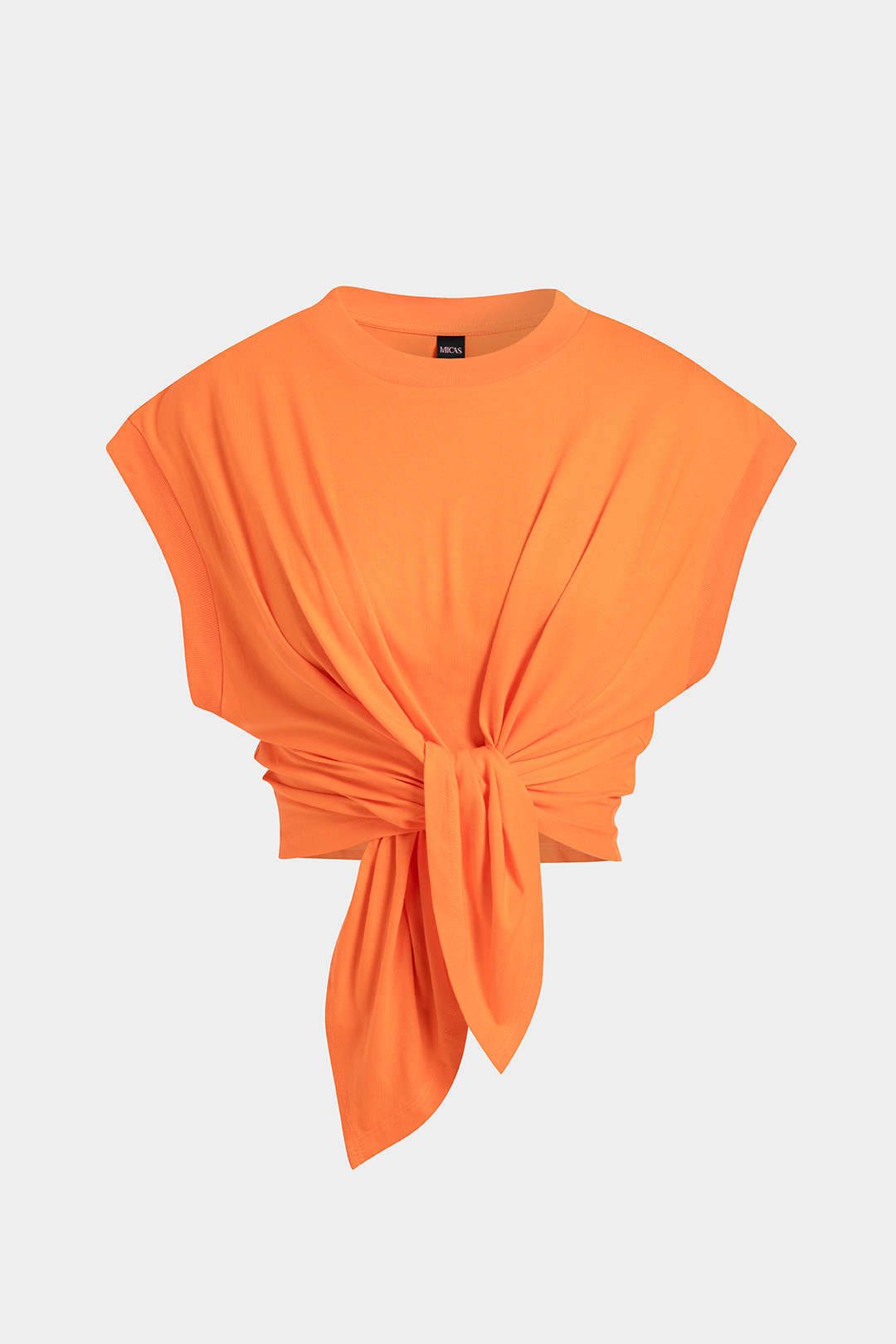 Solid Ruched Tie Front T-Shirt