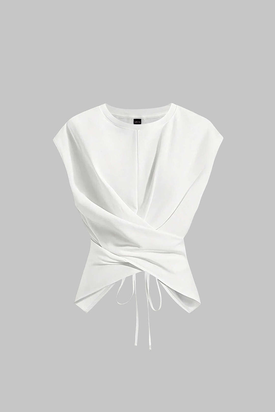 Solid Ruched Tie-Up Crossed T-Shirt