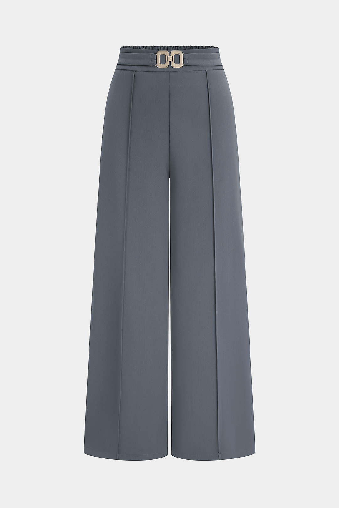 Solid Belted Wide-Leg Pants