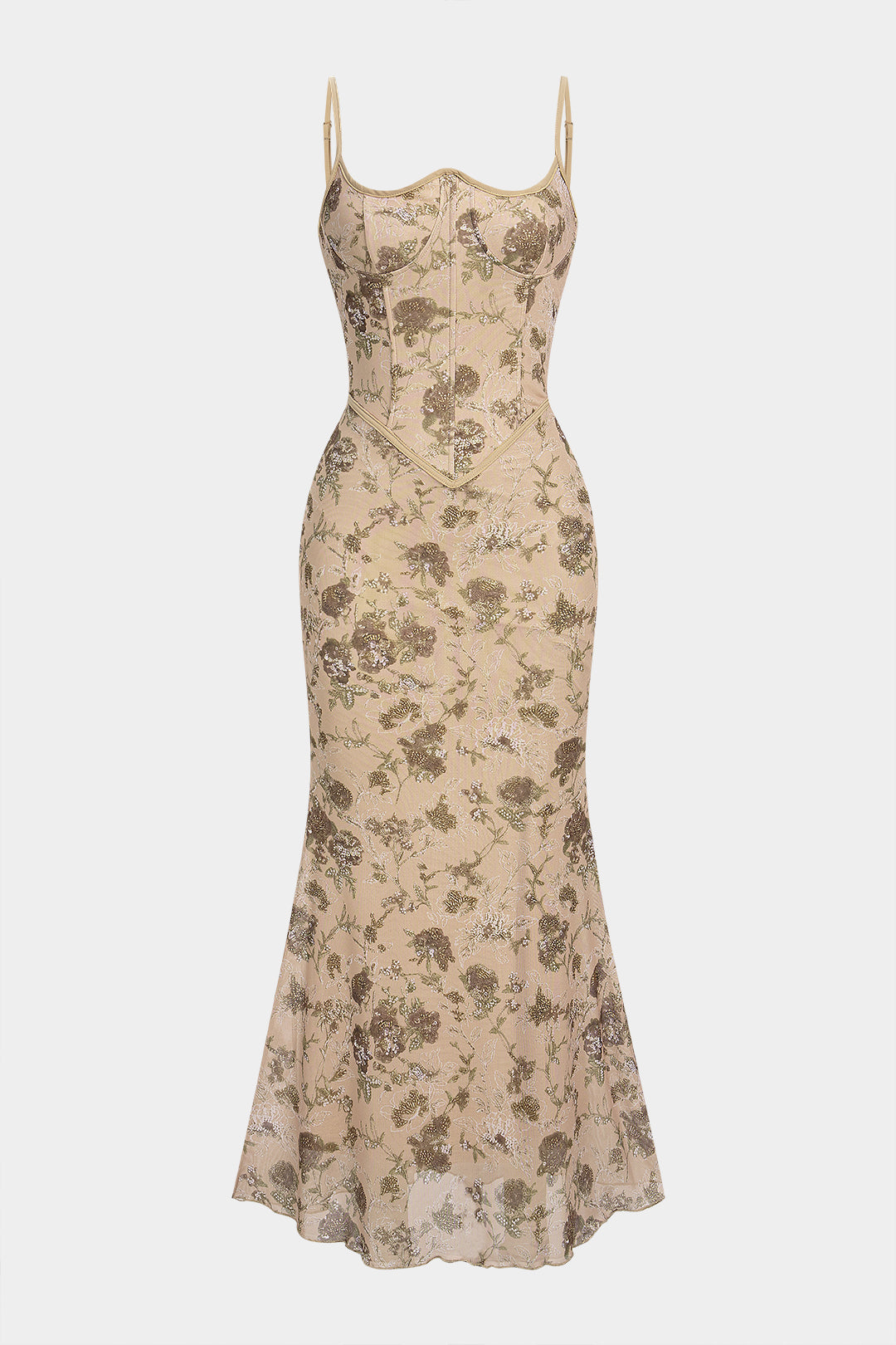Floral Print Tie Back Corset Backless Sleeveless Maxi Dress