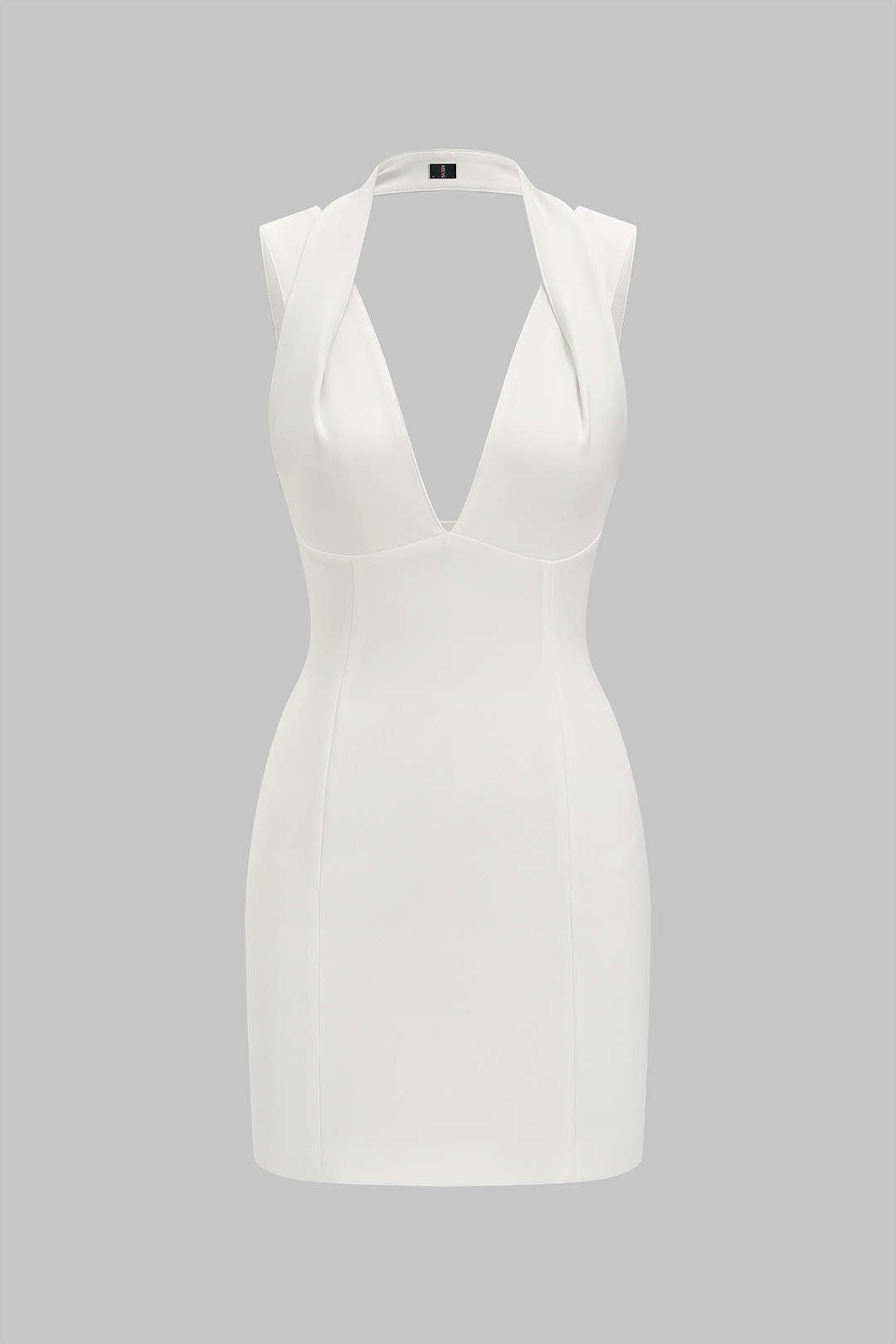 Solid V-Neck Backless Sleeveless Mini Dress