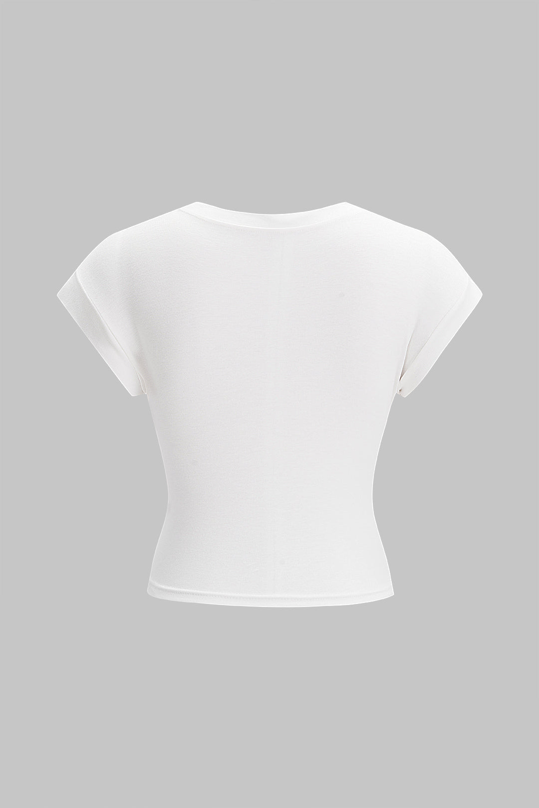 Solid Round Neck Asymmetrical Short Sleeve T-Shirt
