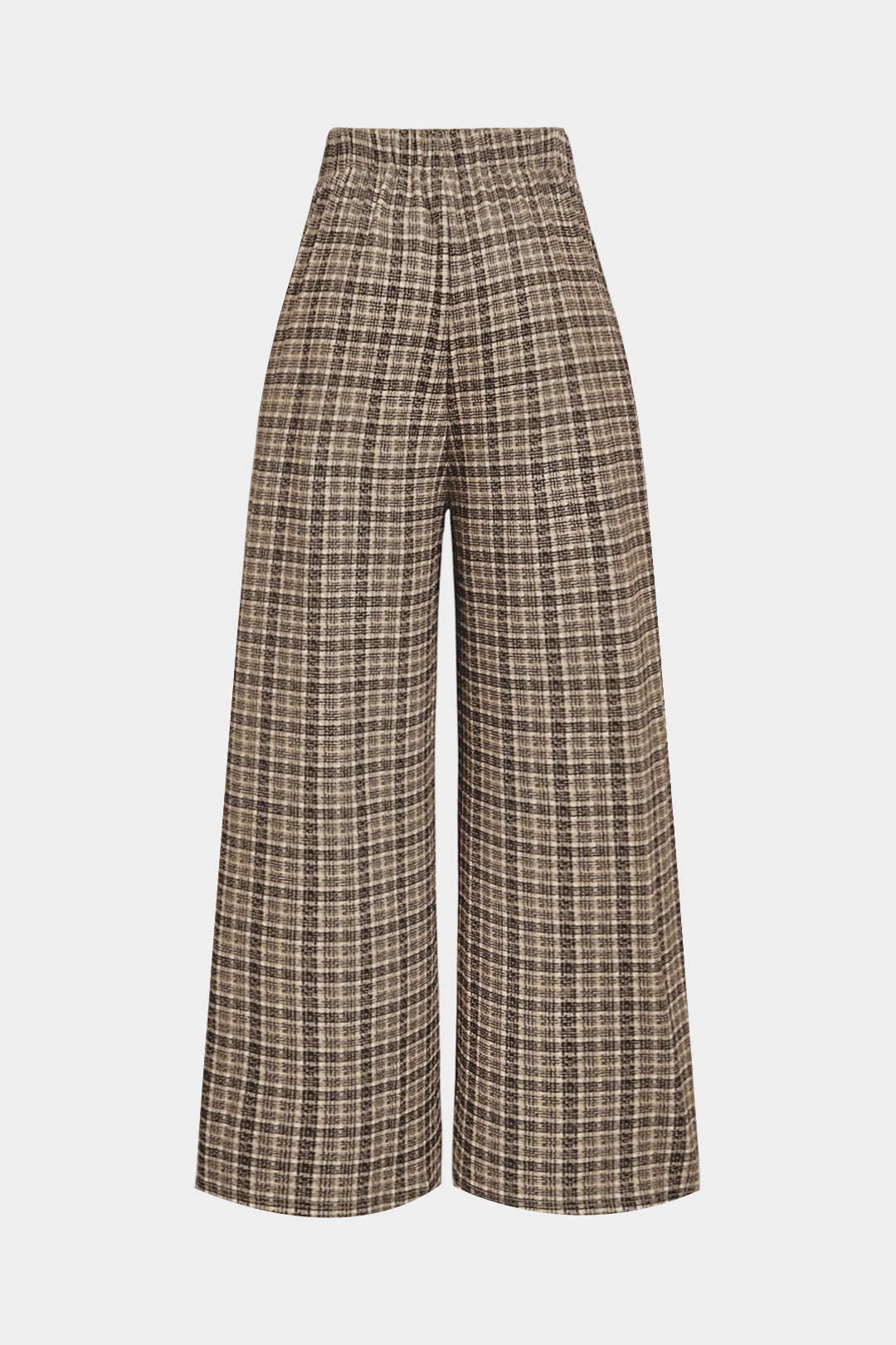 Plaid Print Double Breasted High Waist Pants