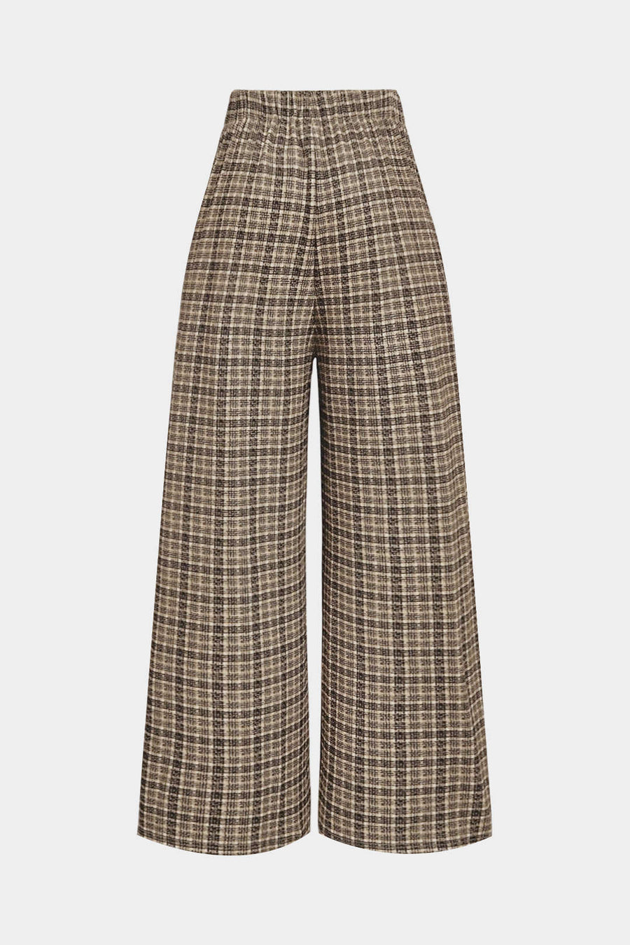 Plaid Print Double Breasted High Waist Pants