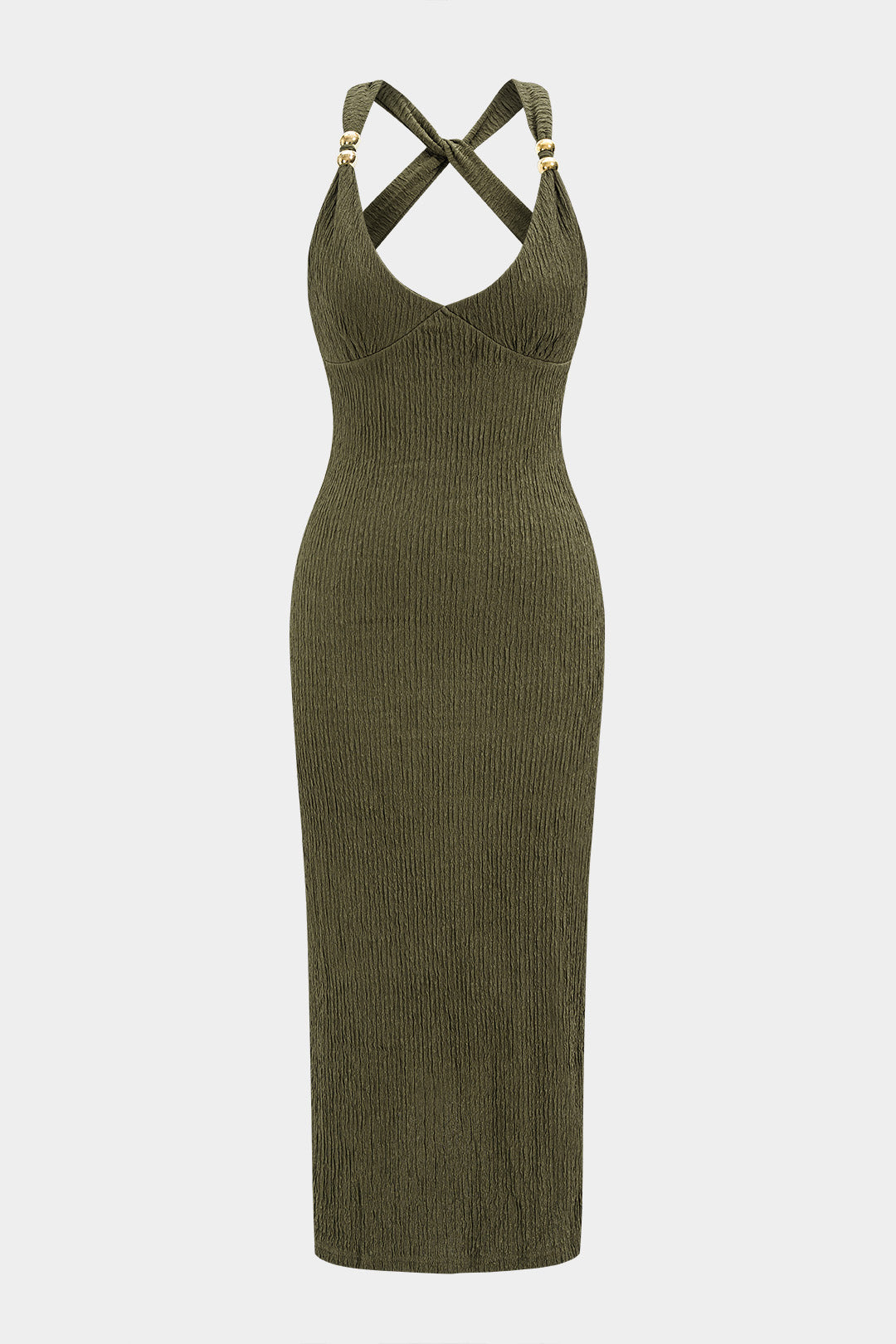 V-Neck Crossed Backless Slip Sleeveless Maxi Dress
