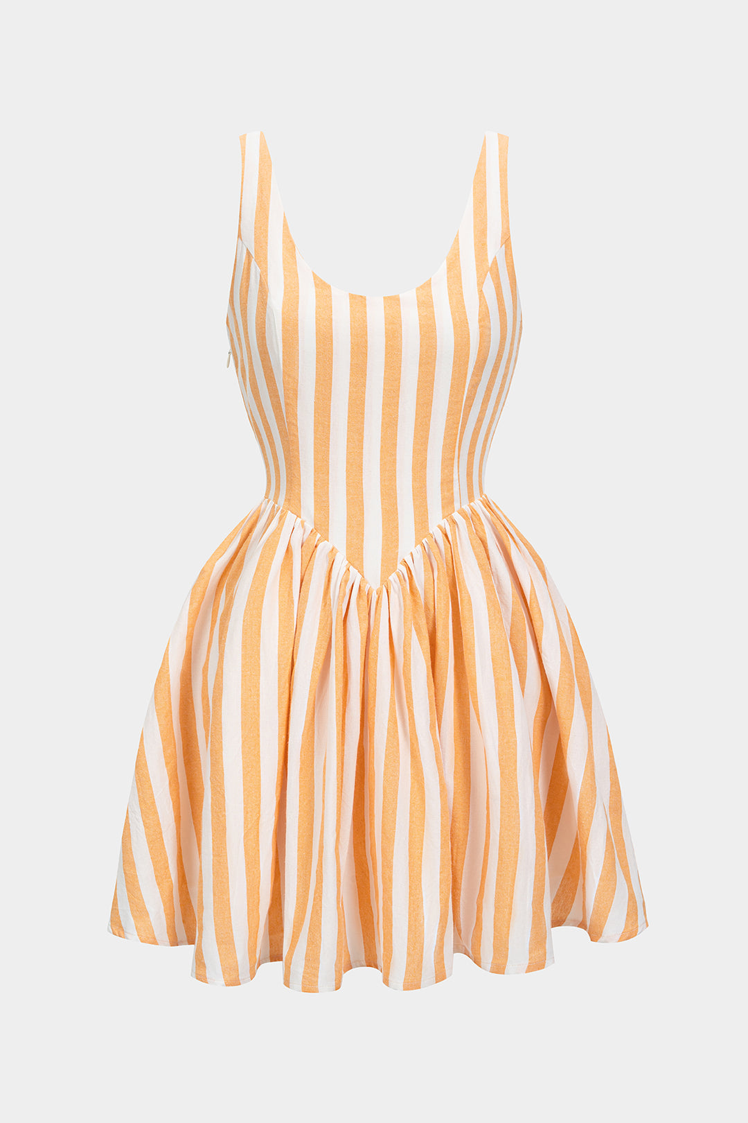 Stripes Print Round Neck Sleeveless Mini Dress