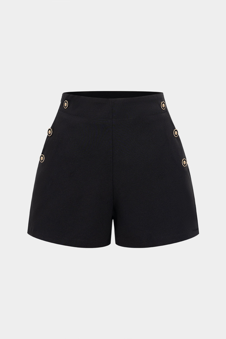 High Waist Button Decor Shorts