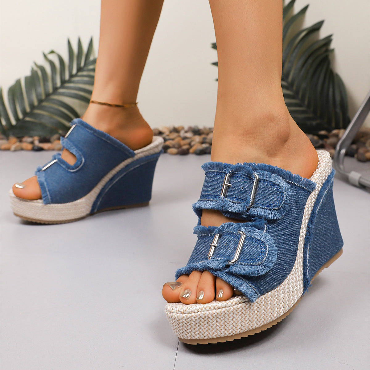 Elara-denim-kiilakorkosandaalit