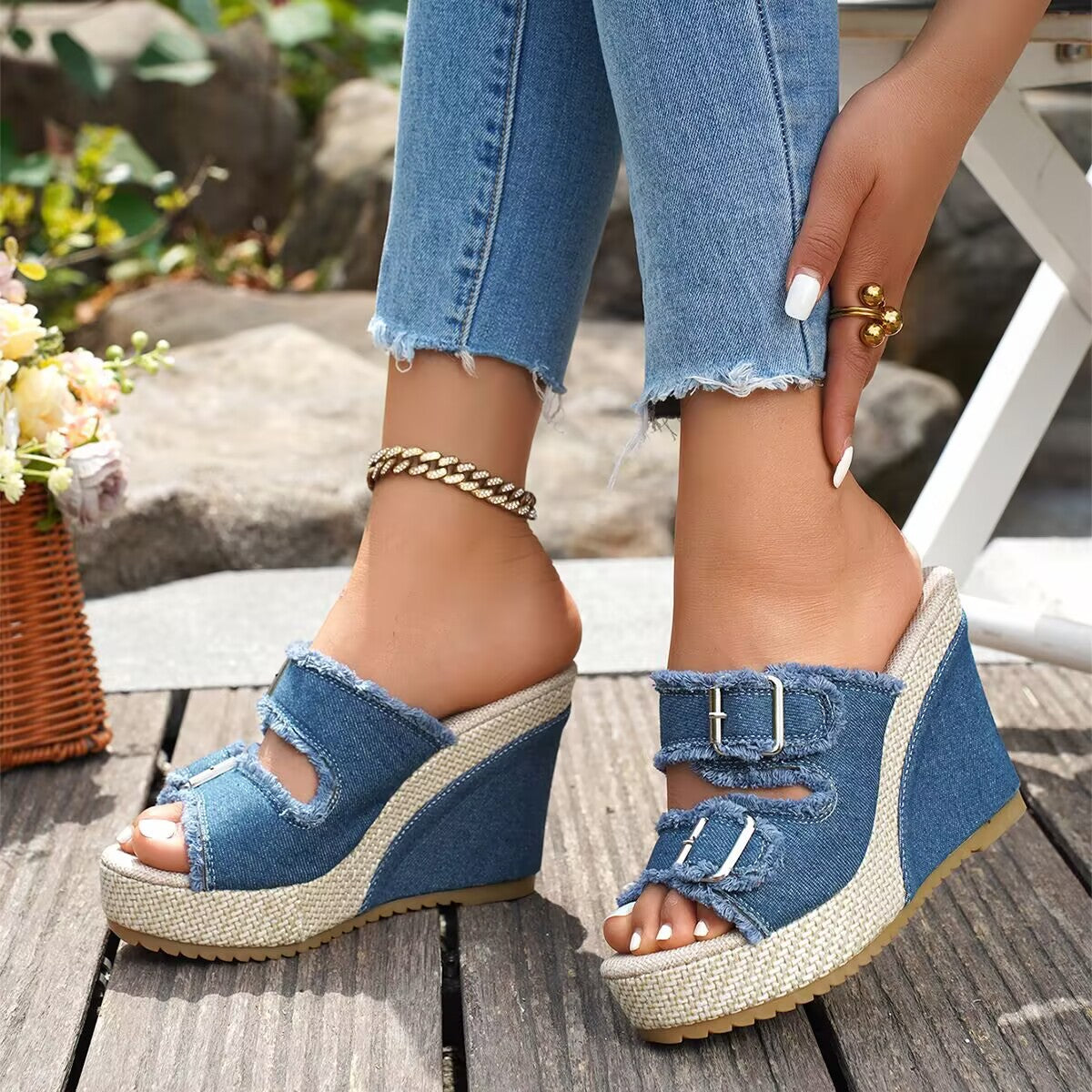 Elara-denim-kiilakorkosandaalit