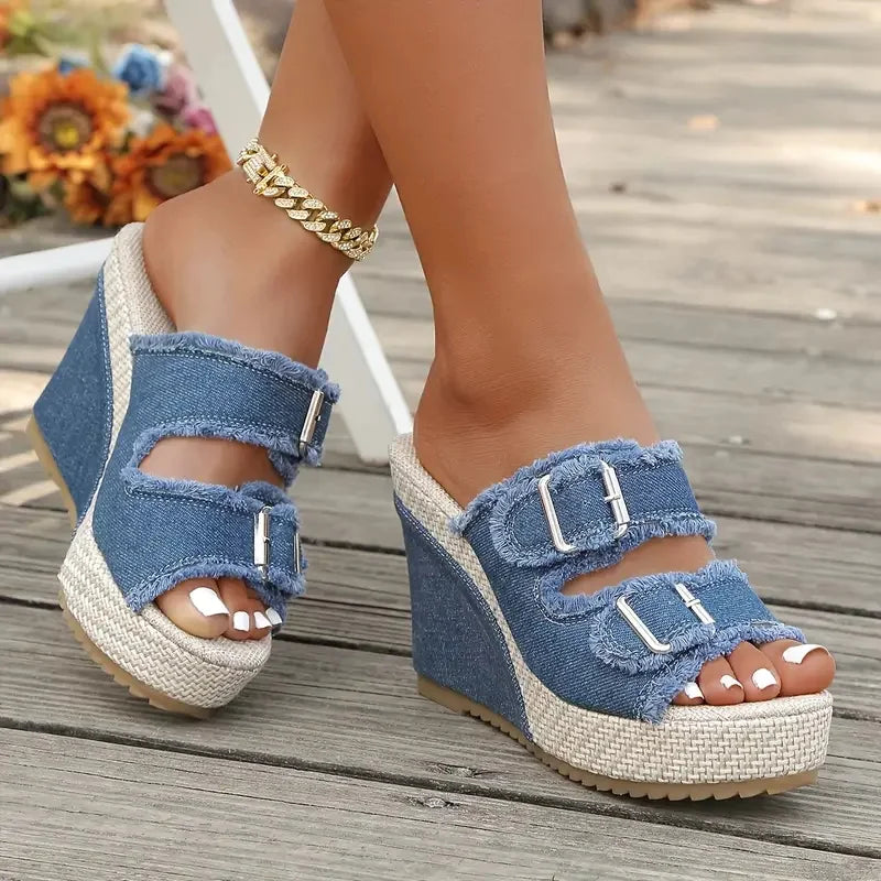 Elara-denim-kiilakorkosandaalit