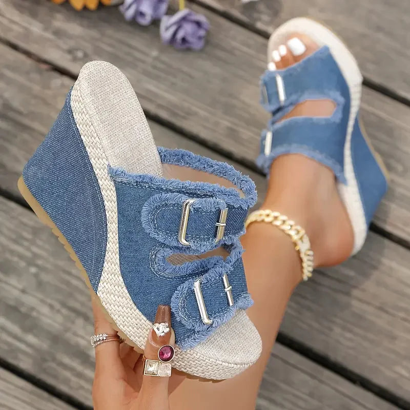 Elara-denim-kiilakorkosandaalit