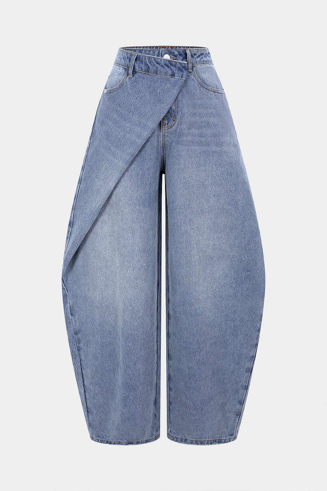 Asymmetriset denim-tynnyrihousut