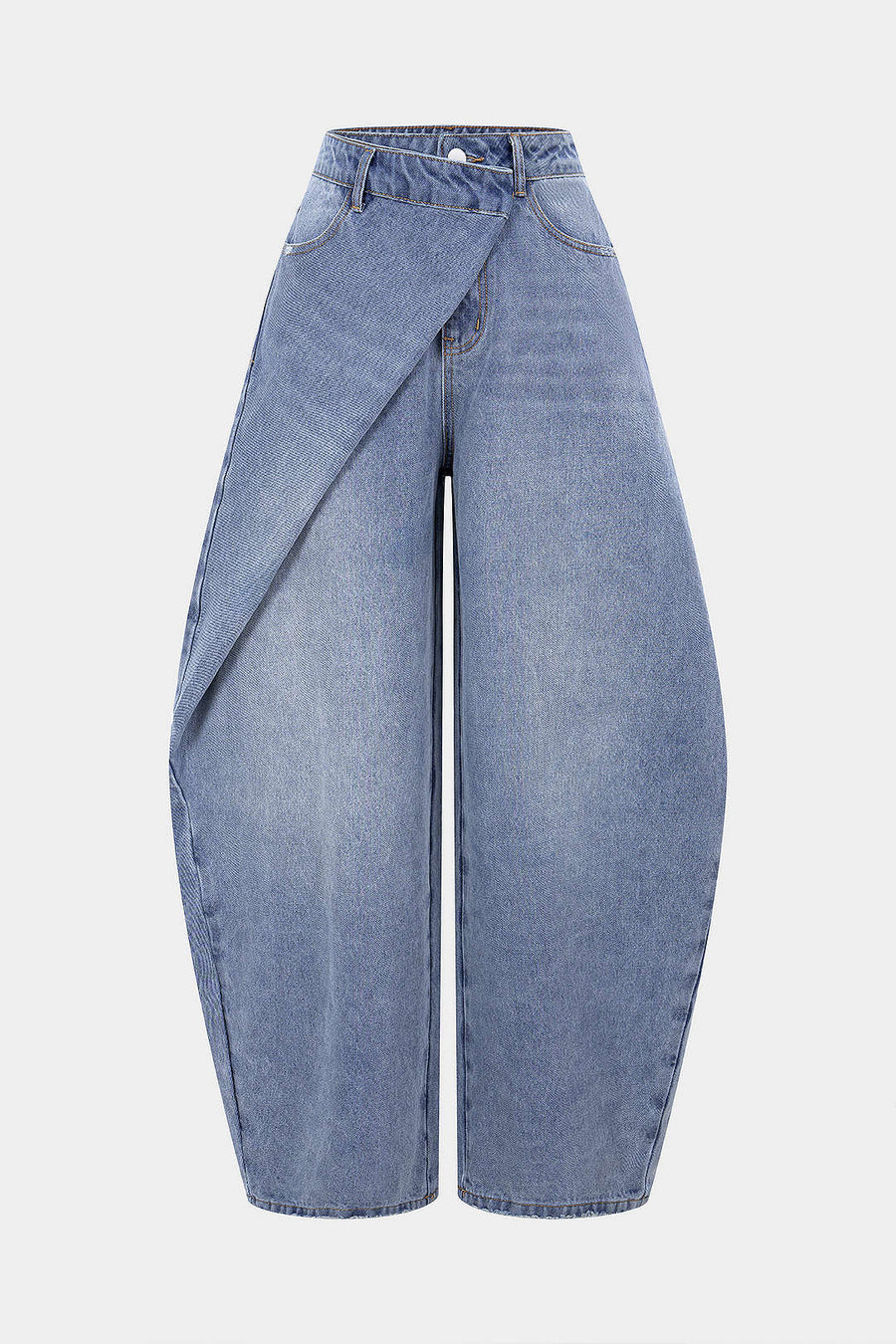 Asymmetriset denim-tynnyrihousut