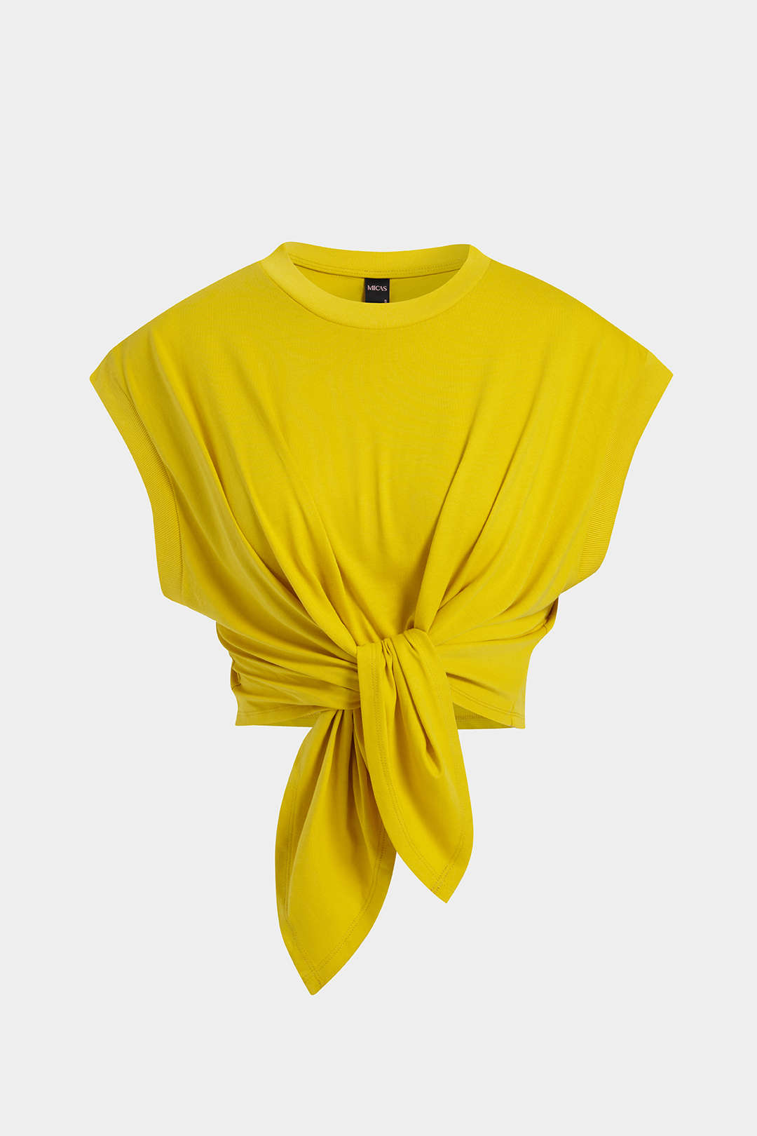Solid Ruched Tie Front T-Shirt