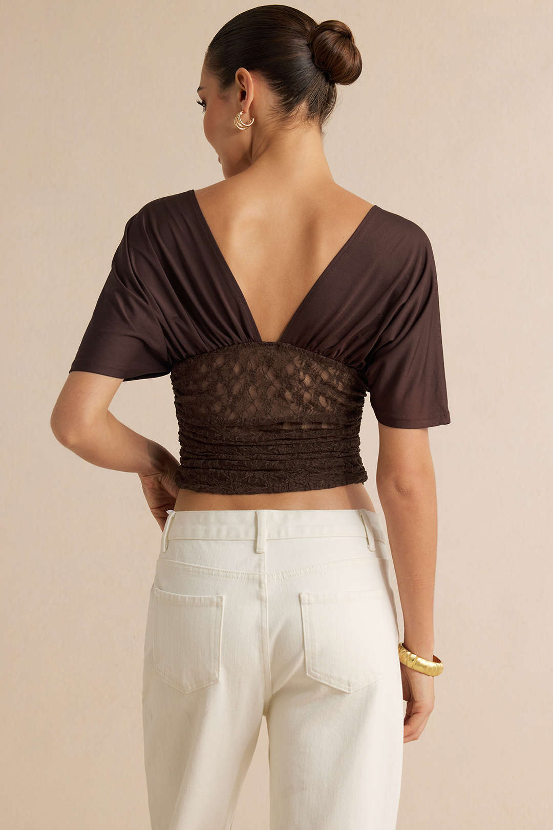 Lace Patchwork Batwing Short Sleeve T-Shirt
