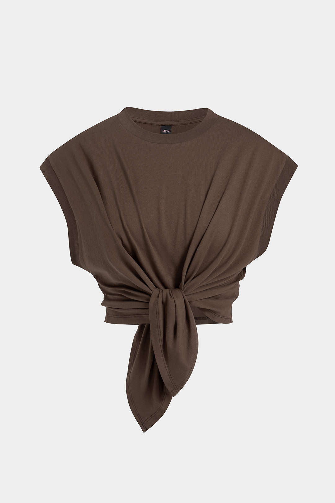 Solid Ruched Tie Front T-Shirt