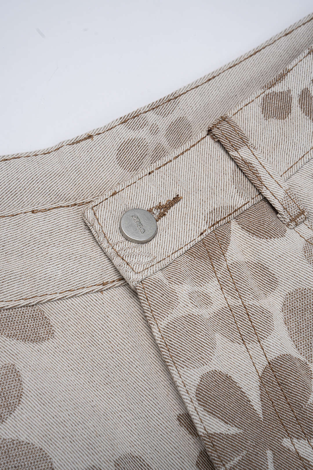 Denim Floral Print High-Waist Pocket Jeans