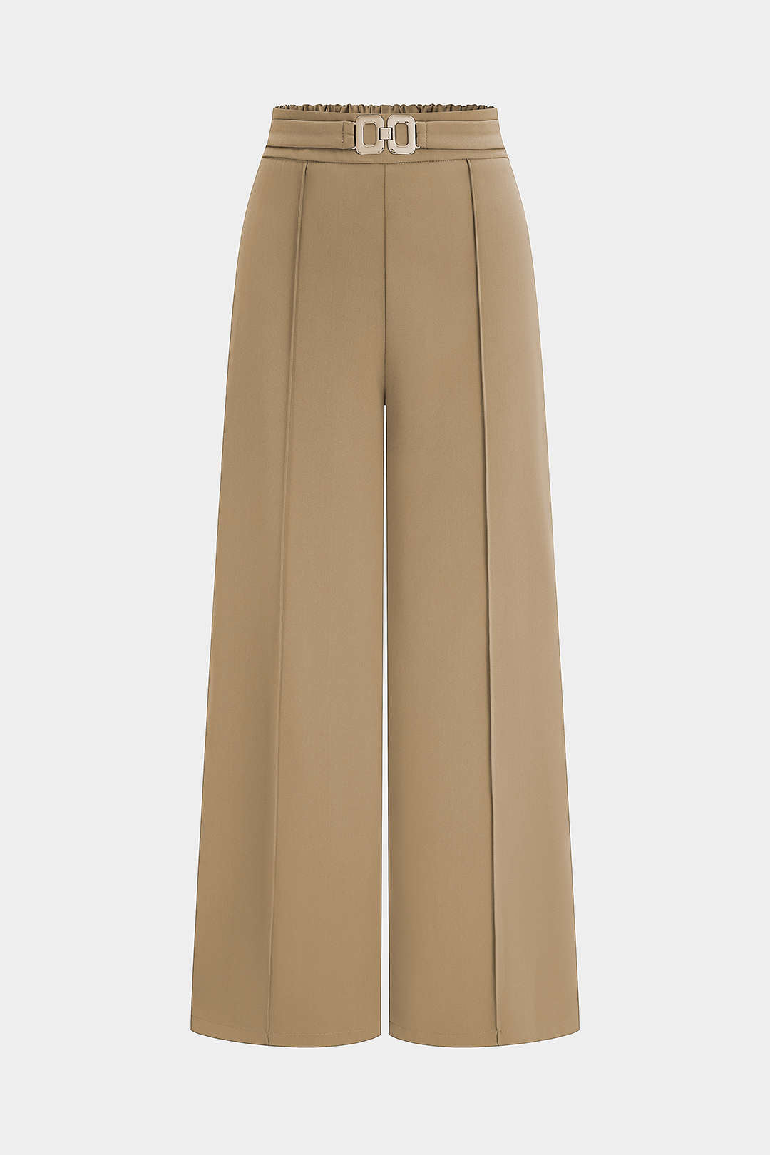 Solid Belted Wide-Leg Pants