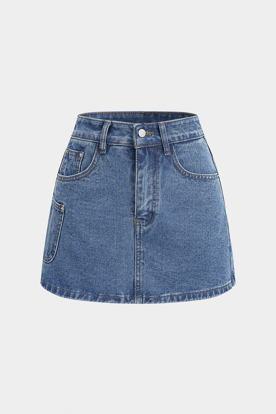 Denim Asymmetrical Pocket Shorts