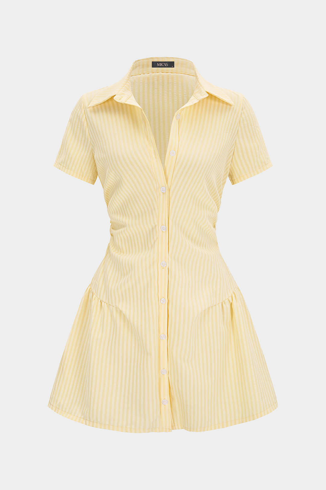 Stripes Print V-Neck Short Sleeve Mini Dress