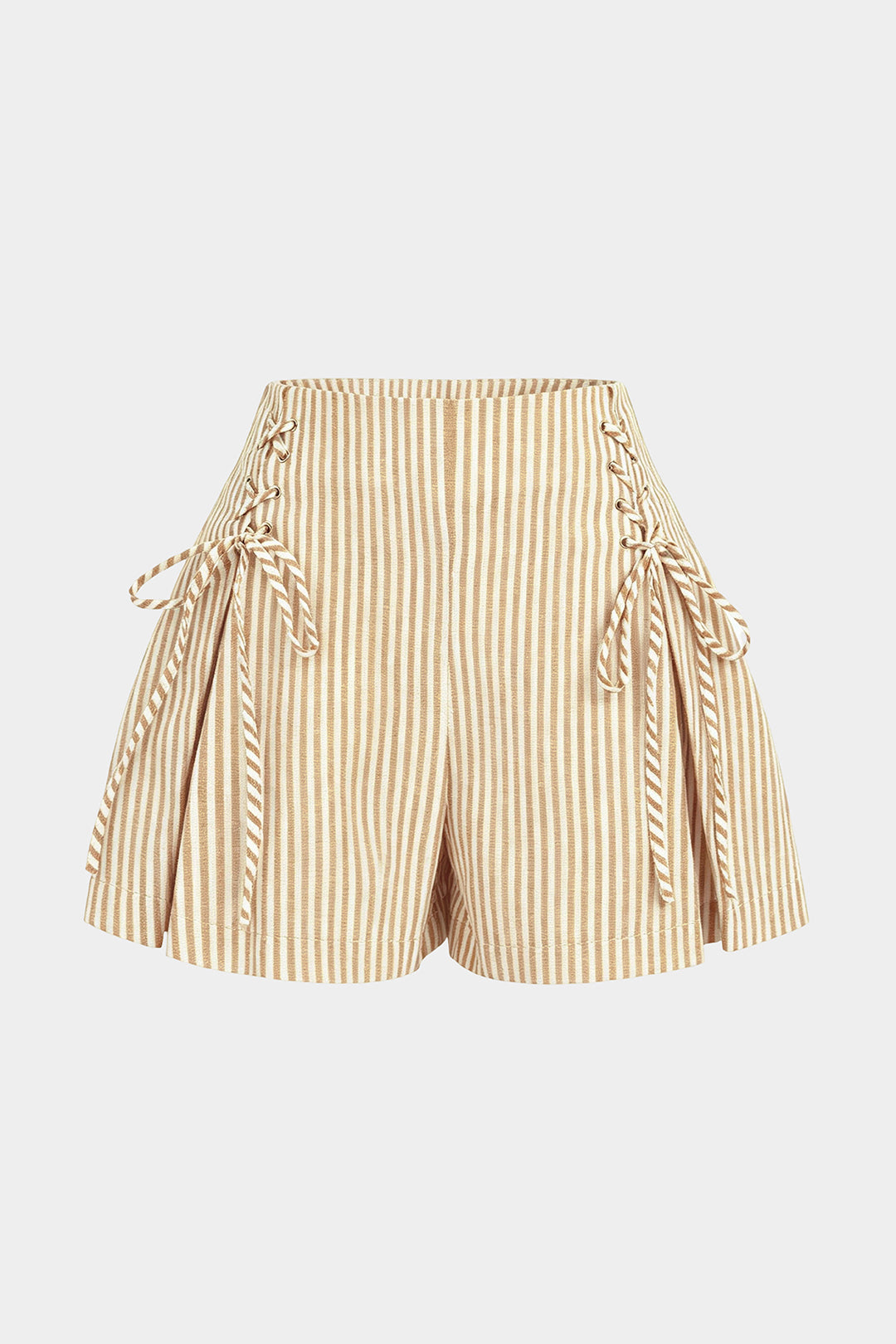 Stripes Print Tie-Up Wide Leg Shorts