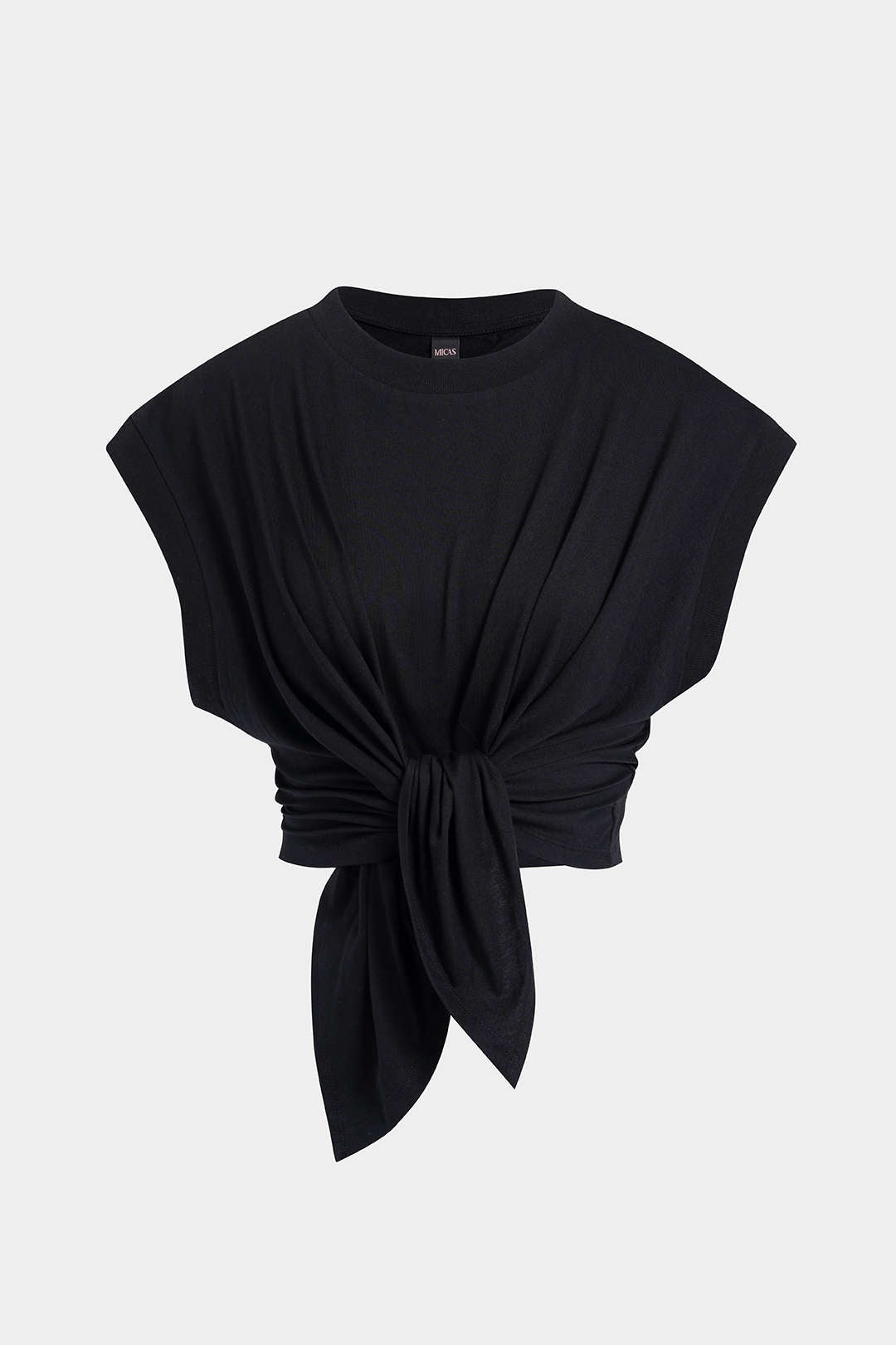 Solid Ruched Tie Front T-Shirt