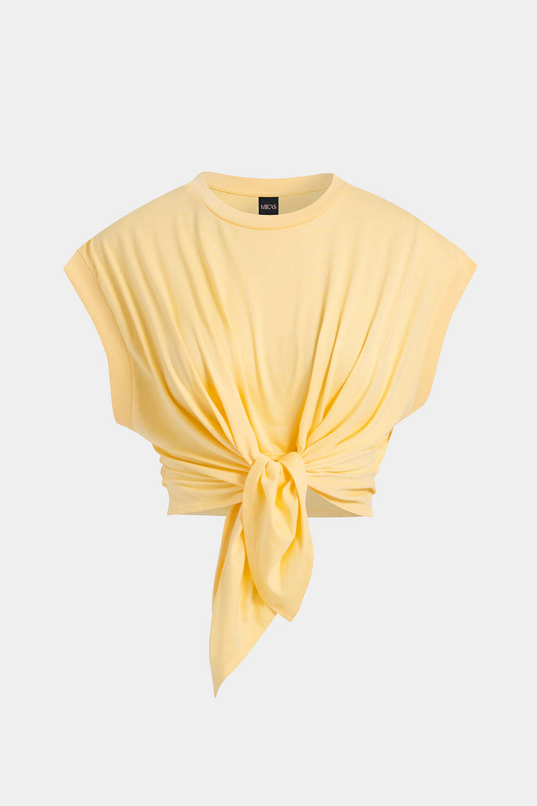 Solid Ruched Tie Front T-Shirt