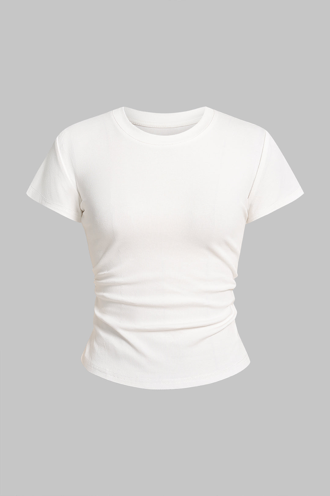 Solid Round Neck Short Sleeve T-Shirt