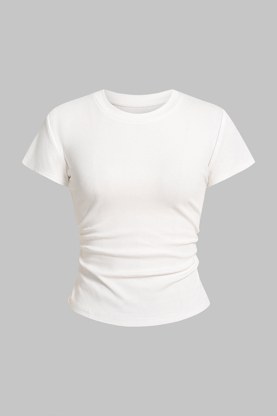 Solid Round Neck Short Sleeve T-Shirt